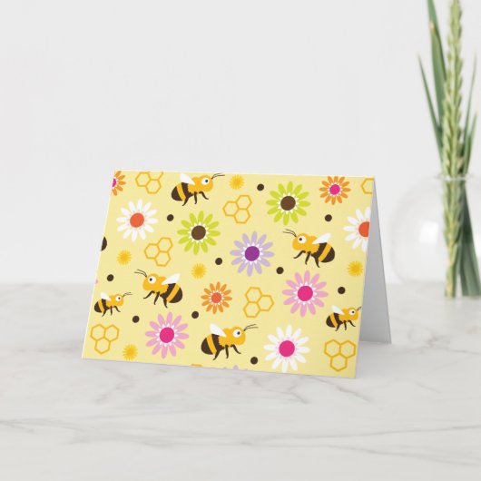 Bijen en bloemen kaart (Voorkant)