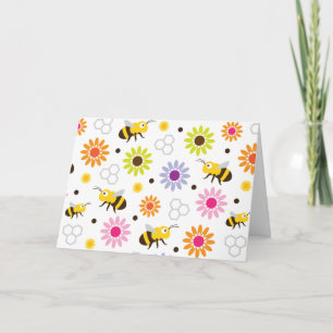 Bijen en bloemen kaart