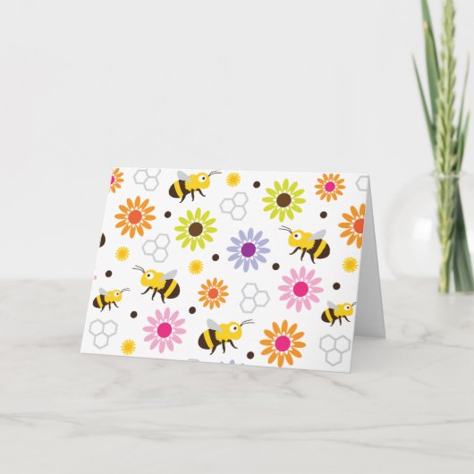 Bijen en bloemen kaart (Voorkant)