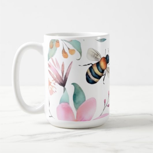Bijen en bloemen koffie koffiemok (Links)
