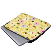 Bijen en bloemen laptop sleeve (Voorkant onderkant)