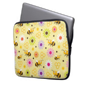 Bijen en bloemen laptop sleeve (Voorkant Links)