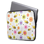 Bijen en bloemen laptop sleeve (Voorkant Links)