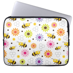 Bijen en bloemen laptop sleeve