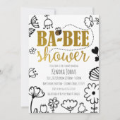 Bijen en bloemen, Moderne uitnodiging voor Baby sh (Voorkant)