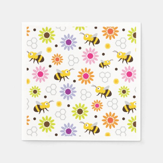 Bijen en bloemen servet (Voorkant)