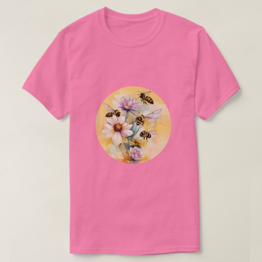 Bijen en bloemen t-shirt (Design voorkant)