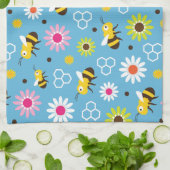 Bijen en bloemen theedoek (Gevouwen)