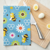 Bijen en bloemen theedoek (Quarter Fold)