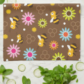 Bijen en bloemen theedoek (Gevouwen)