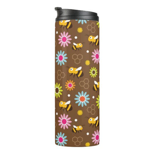 Bijen en bloemen thermosbeker (Geroteerd rechts)
