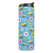 Bijen en bloemen thermosbeker (Gedraaid links)