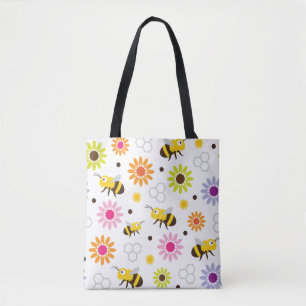 Bijen en bloemen tote bag