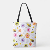 Bijen en bloemen tote bag (Achterkant)