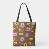 Bijen en bloemen tote bag (Achterkant)