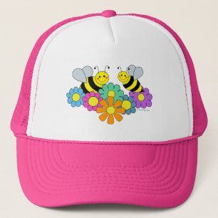 Bijen en bloemen trucker pet