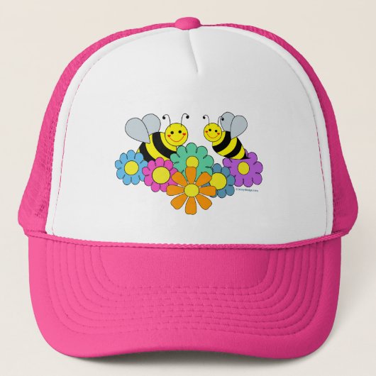 Bijen en bloemen trucker pet (Voorkant)