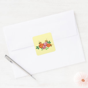 Bijen en Bloemen Vierkante Sticker