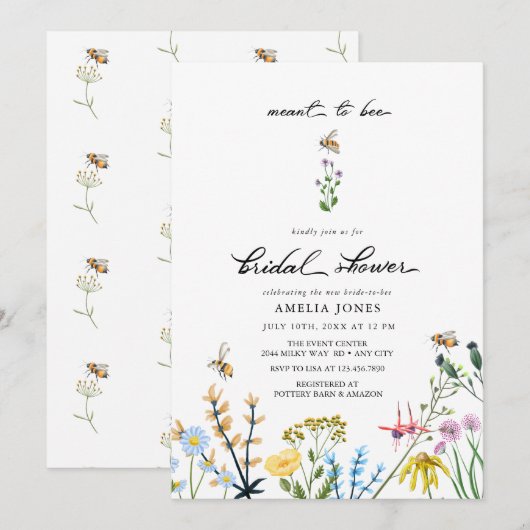 Bijen en bloemen | VRIJGEZELLENFEEST WATERVERF Kaart (Voorkant / Achterkant)