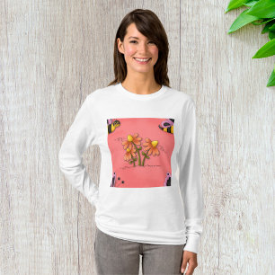 Bijen en bloemen vrouwen lang Sleeve T-shirt