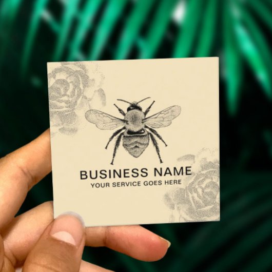  bijen- en bloemenafbeelding Apiary imker Vierkante Visitekaartje