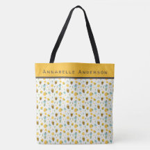 Bijen- en bloempatroon personaliseren Canvas tas