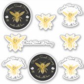 Bijen en Bloom Floral Elegant en decoratieve honin Sticker (Voorkant)