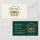 Bijen en Bloom Floral Elegant en decoratieve honin Visitekaartje (Voorkant / Achterkant)