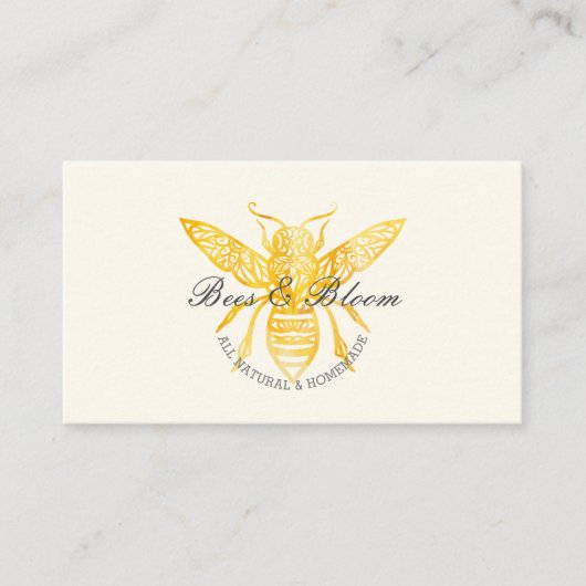 Bijen en Bloom Floral Elegant en decoratieve honin Visitekaartje (Voorkant)