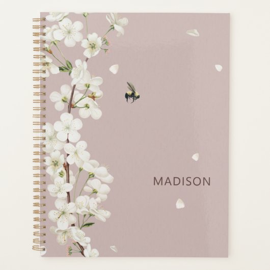 Bijen en Blossom Gepersonaliseerde Naam Planner (Voorkant)