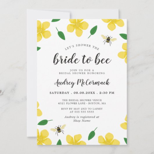 Bijen en boterbloemen douchen de bruid naar bijen kaart (Voorkant)