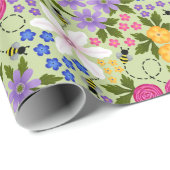 Bijen en Buttercups Bloemen Cadeaupapier (Rol Hoek)