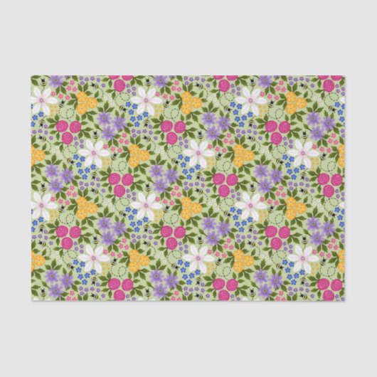 Bijen en Buttercups Bloemen Tissuepapier (Voorkant)