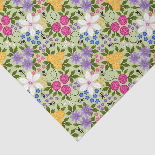 Bijen en Buttercups Bloemen Tissuepapier (Detail)