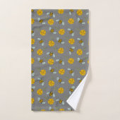 Bijen en Buttercups op grijs Bad Handdoek (Handdoek)