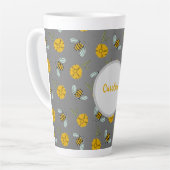 Bijen en Buttercups op grijs Latte Mok (Linkerhoek)