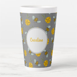 Bijen en Buttercups op grijs Latte Mok