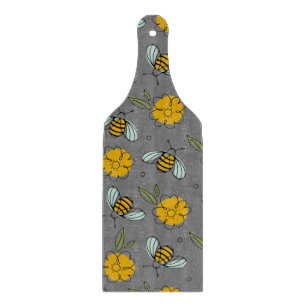 Bijen en Buttercups op grijs Snijplank