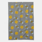 Bijen en Buttercups op grijs Theedoek (Verticaal)