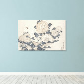 Bijen en chrysanten canvas afdruk (Insitu (Houten vloer))