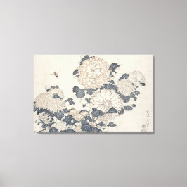 Bijen en chrysanten canvas afdruk