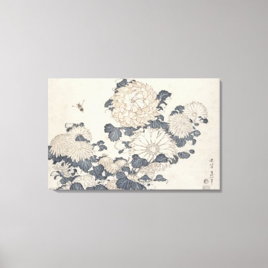 Bijen en chrysanten canvas afdruk (Voorkant)