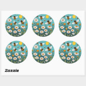 Bijen en Daisies Ronde Sticker (Vel)