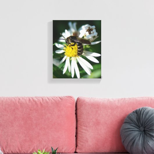 Bijen en Daisy Canvas Afdruk (Insitu (Woonkamer))