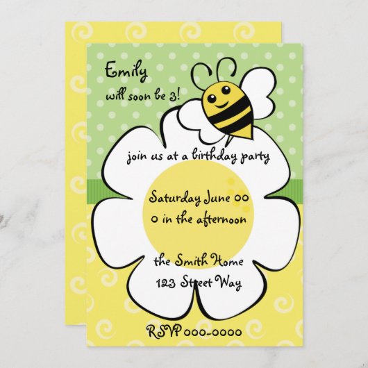 Bijen en Daisy Kaart (Voorkant / Achterkant)