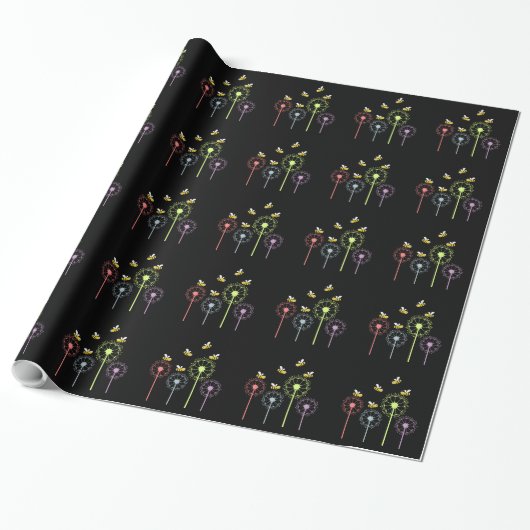 Bijen en Dandelion Cadeaupapier (Uitgerold)