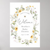 Bijen- en Delicate Wildflower Baby Shower Welkom Poster (Voorkant)