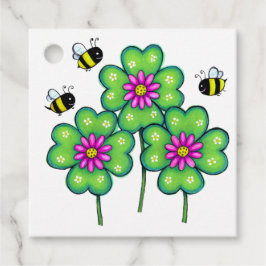 Bijen en Felgekleurde Bloemen Op Favorietlabels Bedankjes Labels
