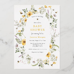 Bijen en fijne wilde Baby showers Folie Uitnodiging