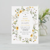 Bijen en fijne wilde Baby showers Folie Uitnodiging (Staand Voorkant)